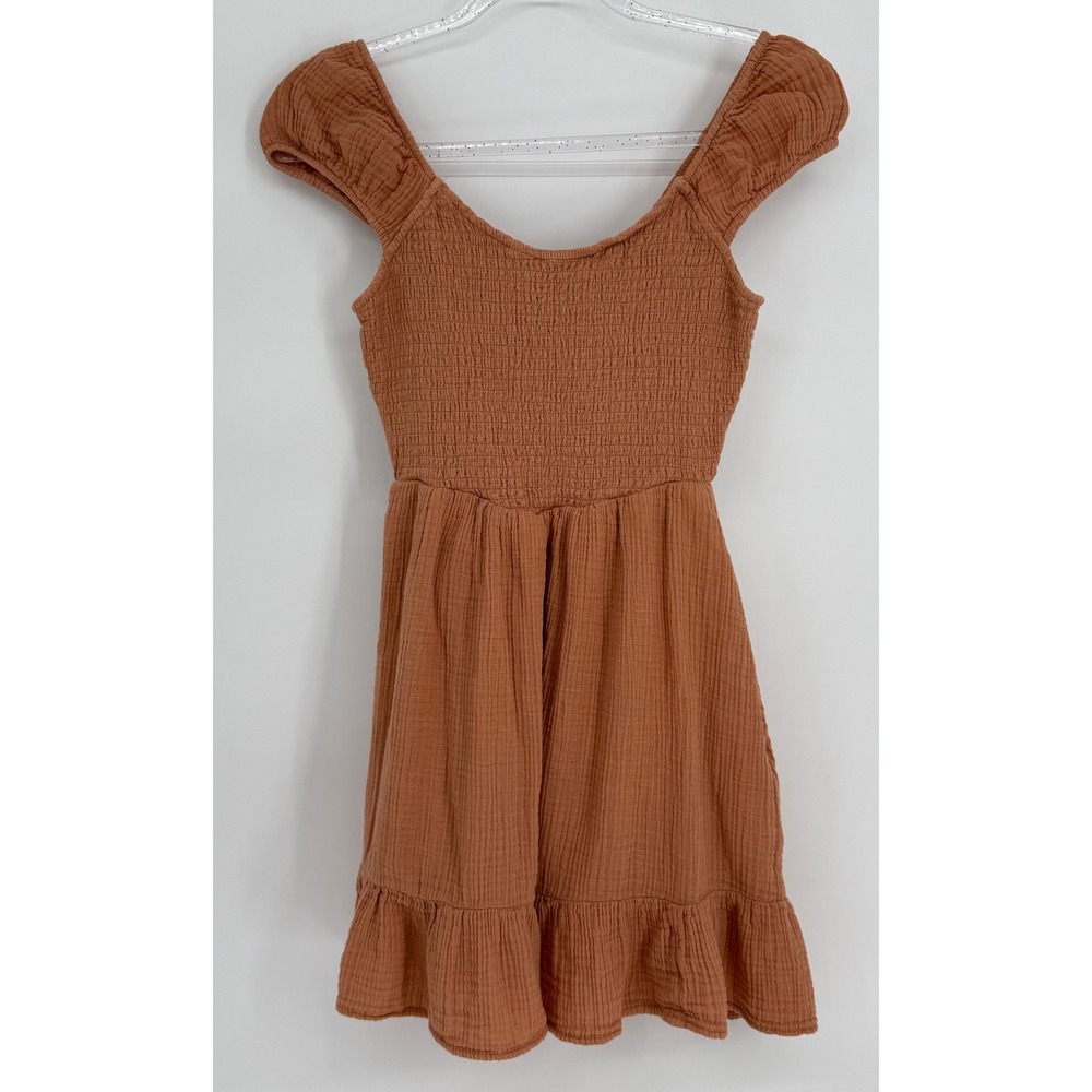 American Eagle Terracotta Cotton Gauze Mini Dress‎ Womens Sz XS Cap Sleeve